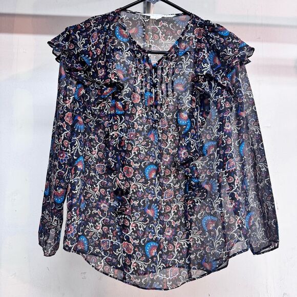 Veronica Beard Tops - VERONICA BEARD Aneri Floral Silk Blouse in Black Multi color Size 8